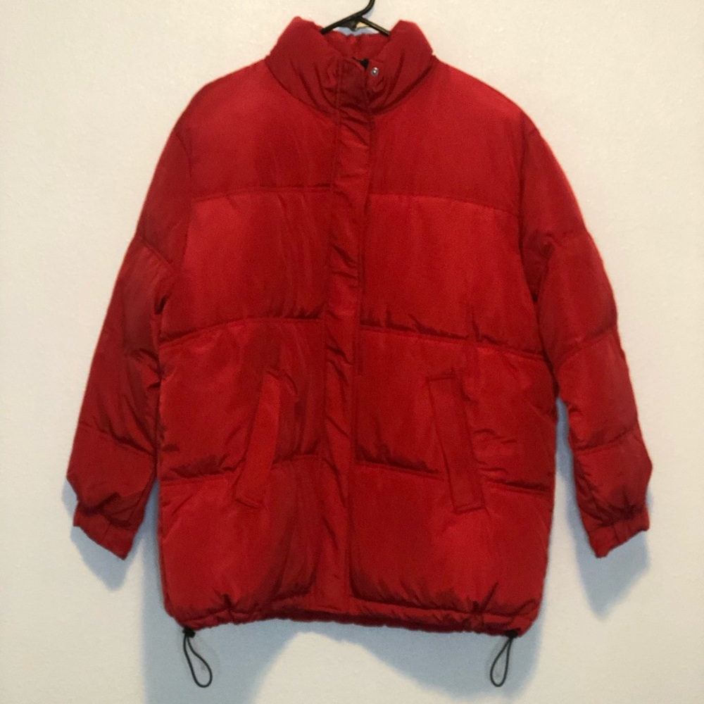 H&M Red puffer jacket.